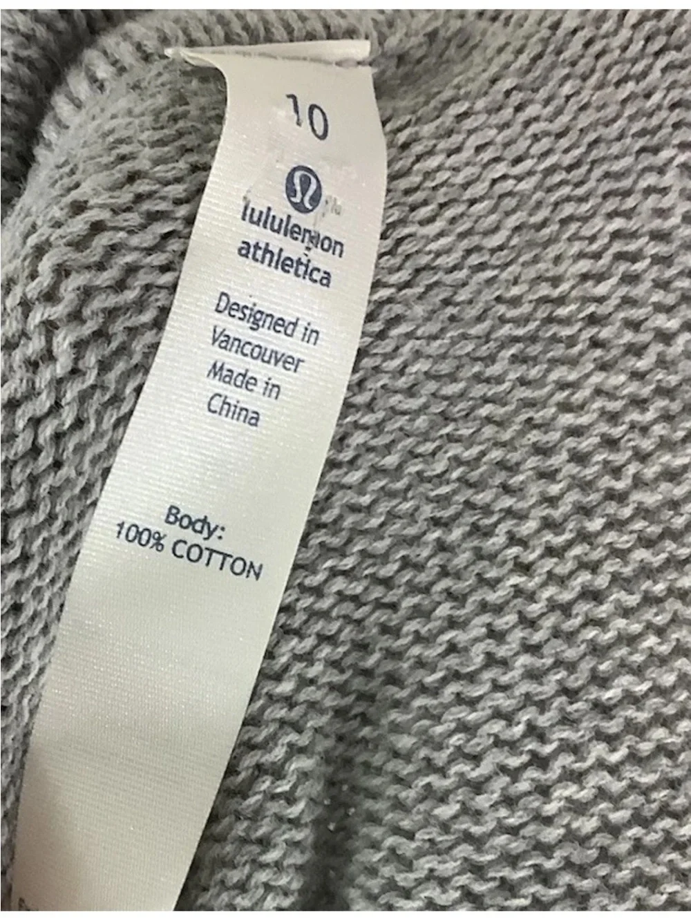 NWT Lululemon Sz 10 100% Cotton Bhakti Reality SS Dolman Sleeve Sweater Gray
